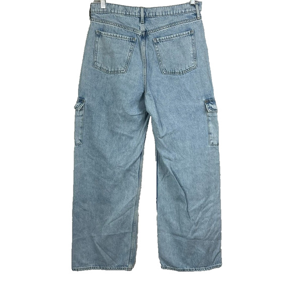 Old Navy Jeans Women's Size 10 Extra High Rise Wide Leg Cargo Drapey Derby - Picture 2 of 8